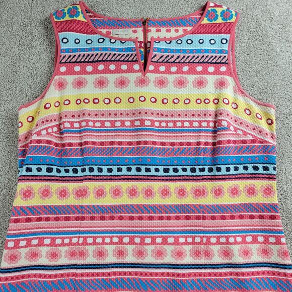 Talbots Dress 14 Pastel Textured Striped Floral Sleeveless Midi Easter Sprint - Picture 16 of 16